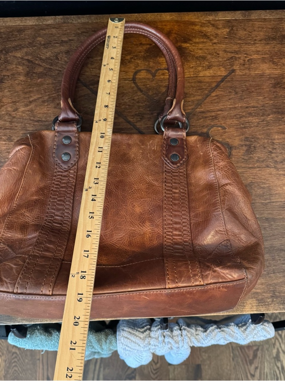 FRYE MELISSA DARK BROWN COGNAC LEATHER SHOULDER TOTE/BAG/PURSE DB138 - Picture 16 of 16